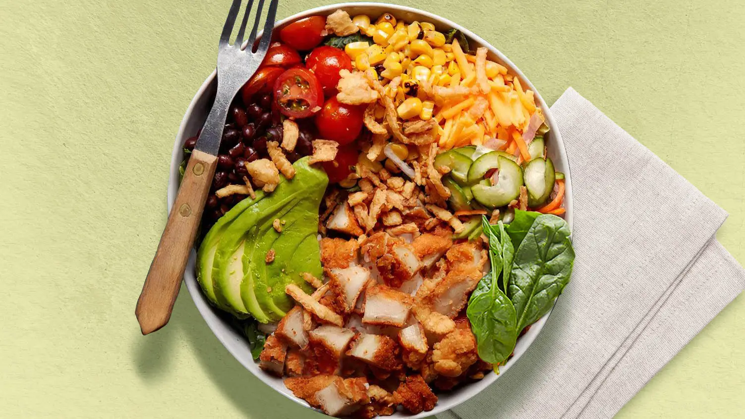 Colorful chicken salad bowl with fresh ingredients Baytown TX