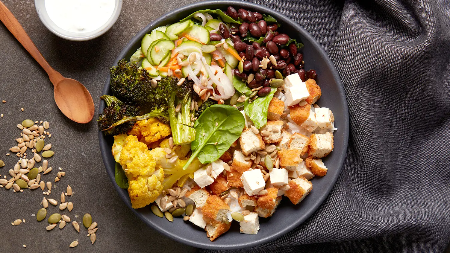 Colorful vegetarian salad bowl with tofu Baytown TX