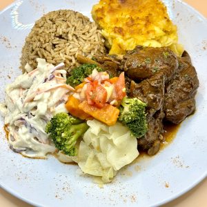 Hearty Caribbean meal with coleslaw Baytown TX