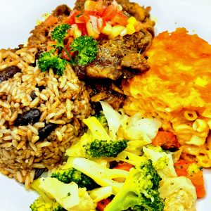 Delicious Caribbean feast with rice and vegetables Baytown TX