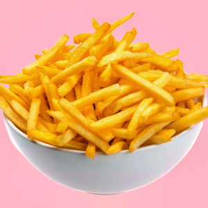 Golden crispy fries in white bowl Baytown TX